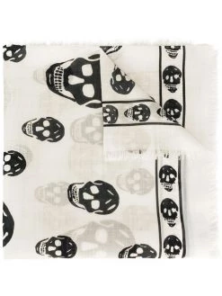 Alexander McQueen fringed skull-print scarf
