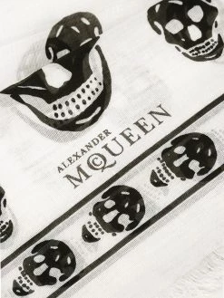 Alexander McQueen fringed skull-print scarf