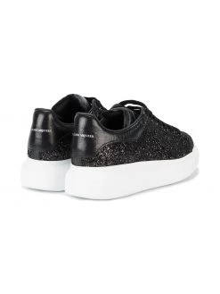 Alexander McQueen Black Glitter Platform Sneakers