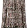 Alexander McQueen leather trimmed fitted tweed jacket