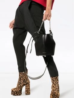 Alexander McQueen black drawstring fastened structured bucket bag
