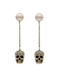 Alexander McQueen pave skull earrings