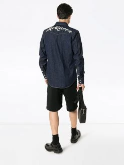 Alexander McQueen embroidered denim shirt