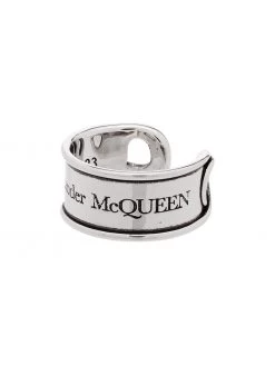 Alexander McQueen engraved safety-pin ring