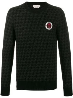 Alexander McQueen houndstooth skull motif jumper
