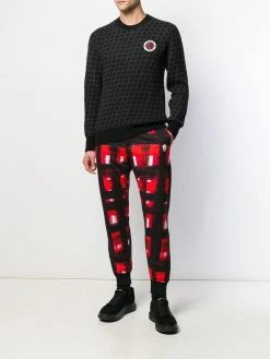 Alexander McQueen houndstooth skull motif jumper