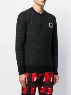 Alexander McQueen houndstooth skull motif jumper