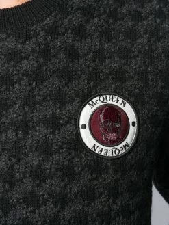 Alexander McQueen houndstooth skull motif jumper