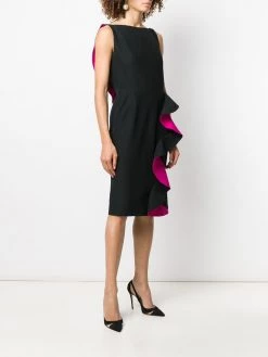Alexander McQueen two tone ruffled pencil dress