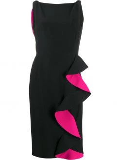 Alexander McQueen two tone ruffled pencil dress