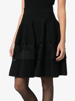Alexander McQueen high-waisted macrame-panelled skirt