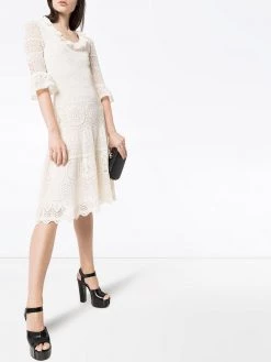 Alexander McQueen crochet frill fit and flare dress