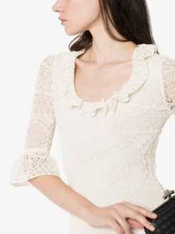 Alexander McQueen crochet frill fit and flare dress