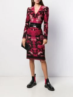 Alexander McQueen blurred rose jacquard fitted dress