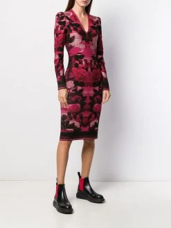 Alexander McQueen blurred rose jacquard fitted dress