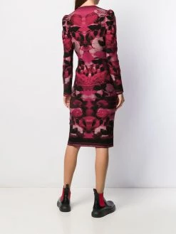 Alexander McQueen blurred rose jacquard fitted dress