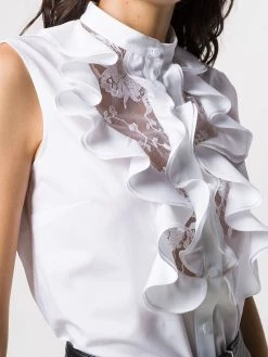 Best deal 🎉 Alexander McQueen Collarless ruffled blouse 😍 9 Alexander McQueen collarless ruffled blouse