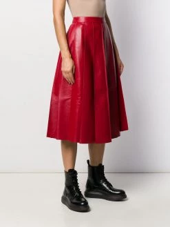 Alexander McQueen pleated leather midi skirt