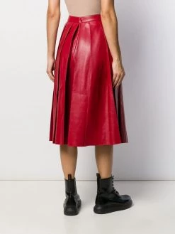 Alexander McQueen pleated leather midi skirt
