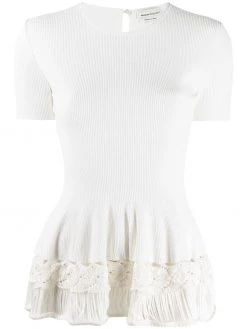 Alexander McQueen rib-knit ruffled top