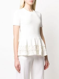 Alexander McQueen rib-knit ruffled top