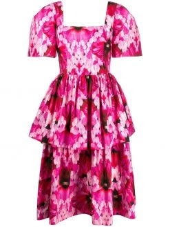 Alexander McQueen Endangered Flower print ruffle dress