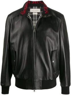 Alexander McQueen lambskin zipped bomber jacket
