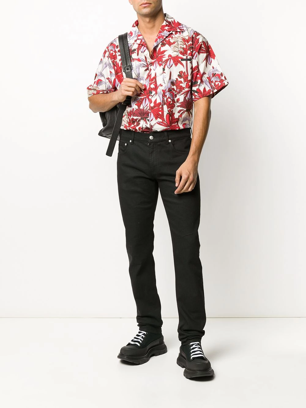 Wholesale 💯 Alexander McQueen Dragon patch tapered 👖 jeans 🥰 2 Alexander McQueen dragon patch tapered jeans