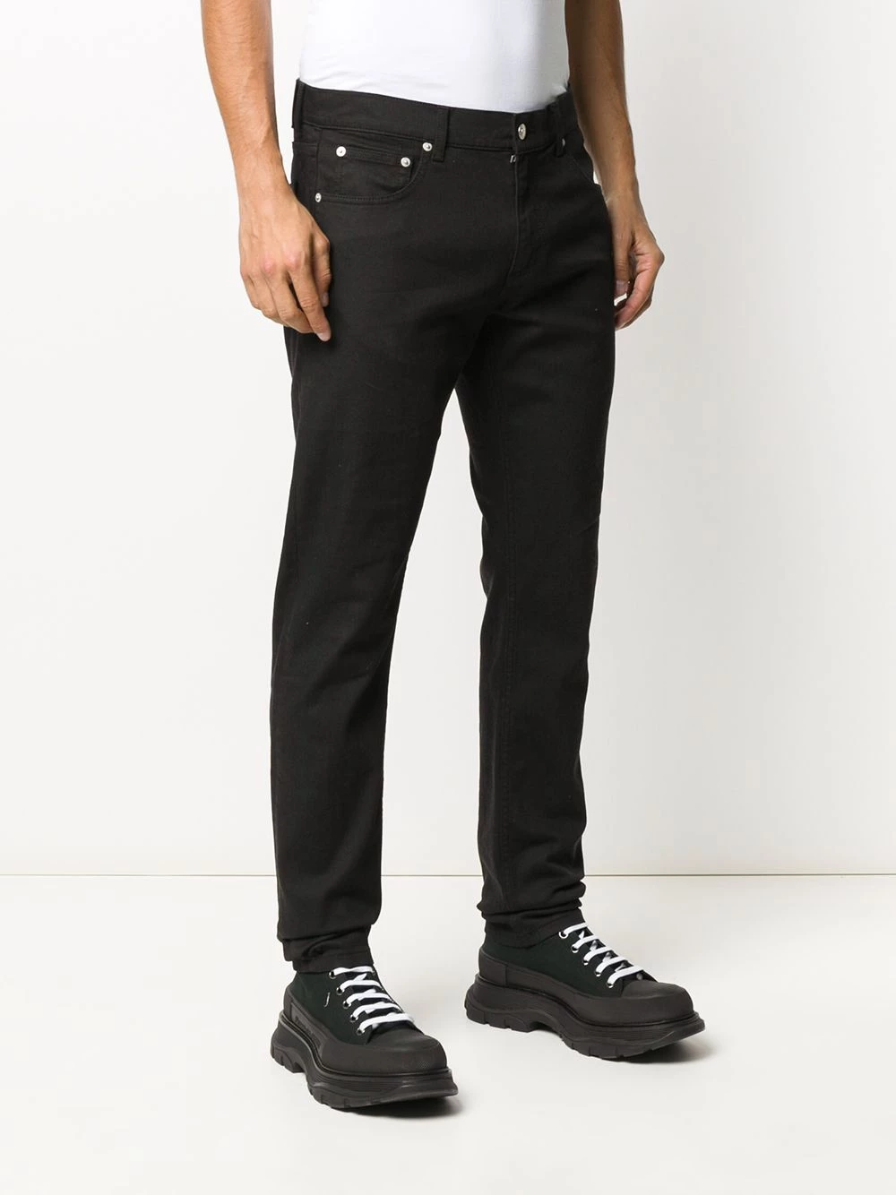 Wholesale 💯 Alexander McQueen Dragon patch tapered 👖 jeans 🥰 3 Alexander McQueen dragon patch tapered jeans