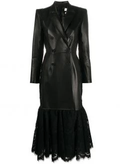Alexander McQueen lace hem double-breasted coat