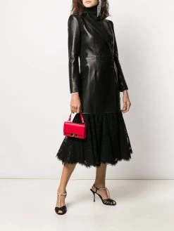 Alexander McQueen lace hem double-breasted coat