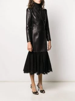 Alexander McQueen lace hem double-breasted coat