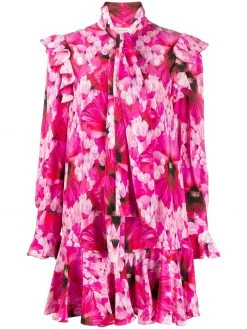 Alexander McQueen hibiscus print flared mini dress