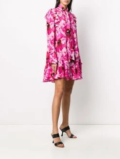 Alexander McQueen hibiscus print flared mini dress