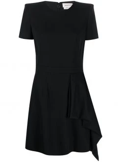 Alexander McQueen structured-shoulder draped-panel dress