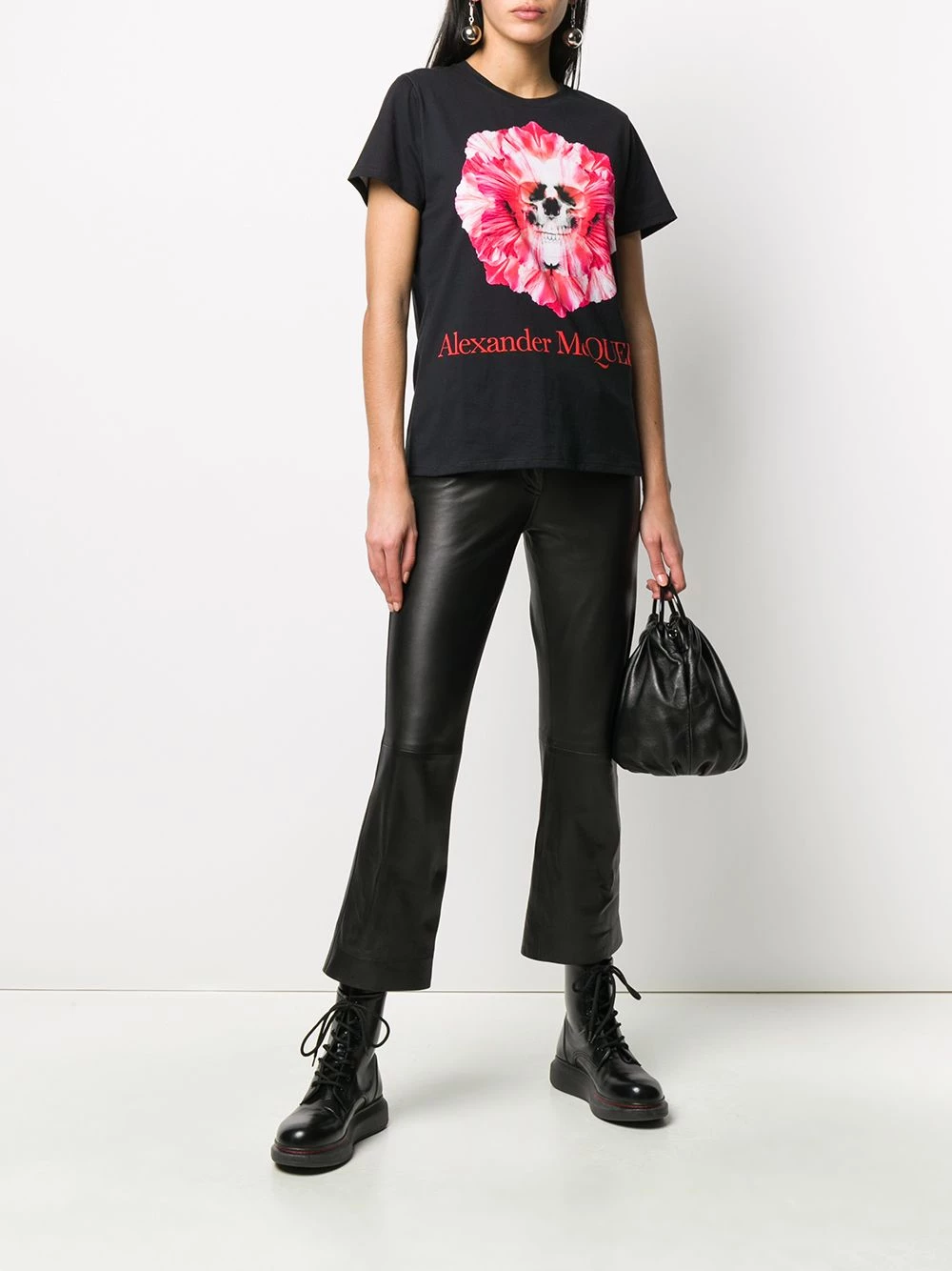 Wholesale ❤️ Alexander McQueen Skull and flower print T 👚 shirt 🎁 2 Alexander McQueen skull and flower print T-shirt