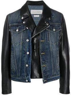 Alexander McQueen hybrid denim biker jacket