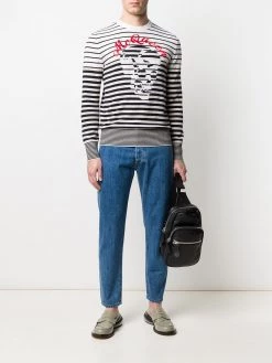 Alexander McQueen skulls and stripes crewneck jumper