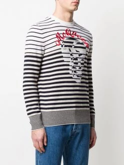 Alexander McQueen skulls and stripes crewneck jumper