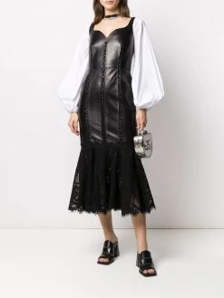 Alexander McQueen floral lace trim fitted dress