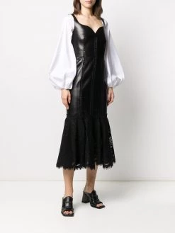 Alexander McQueen floral lace trim fitted dress