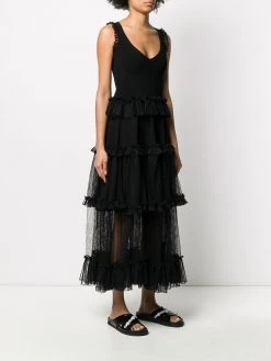 Alexander McQueen sheer frill sleeveless dress