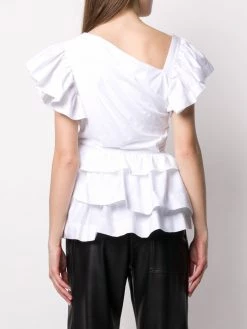 Alexander McQueen v-side neck ruffled T-shirt