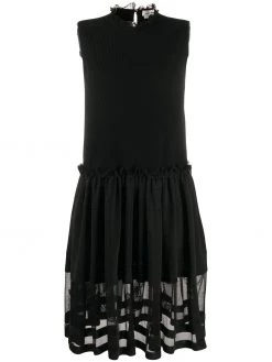 Alexander McQueen tulle skirt ribbed sleeveless dress