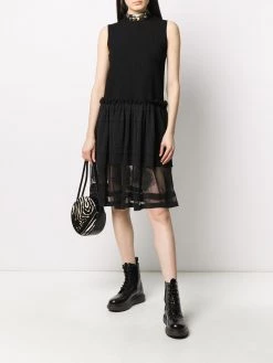 Alexander McQueen tulle skirt ribbed sleeveless dress