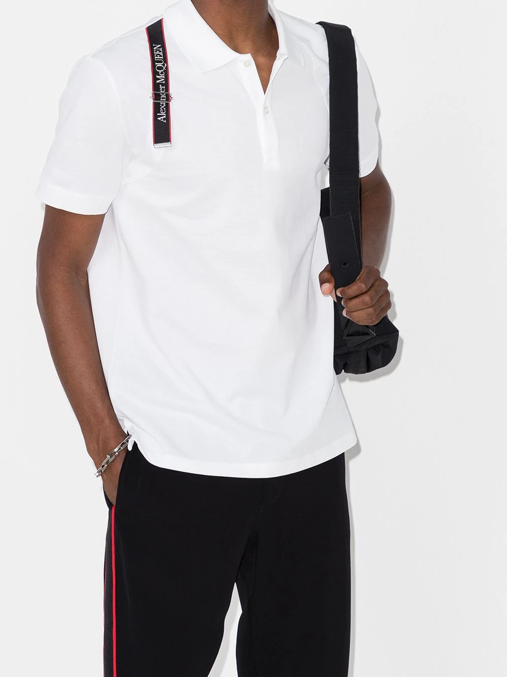 Hot Sale ๐ Alexander McQueen Logo strap pique polo ๐ shirt ๐ 2 Alexander McQueen logo-strap pique polo shirt