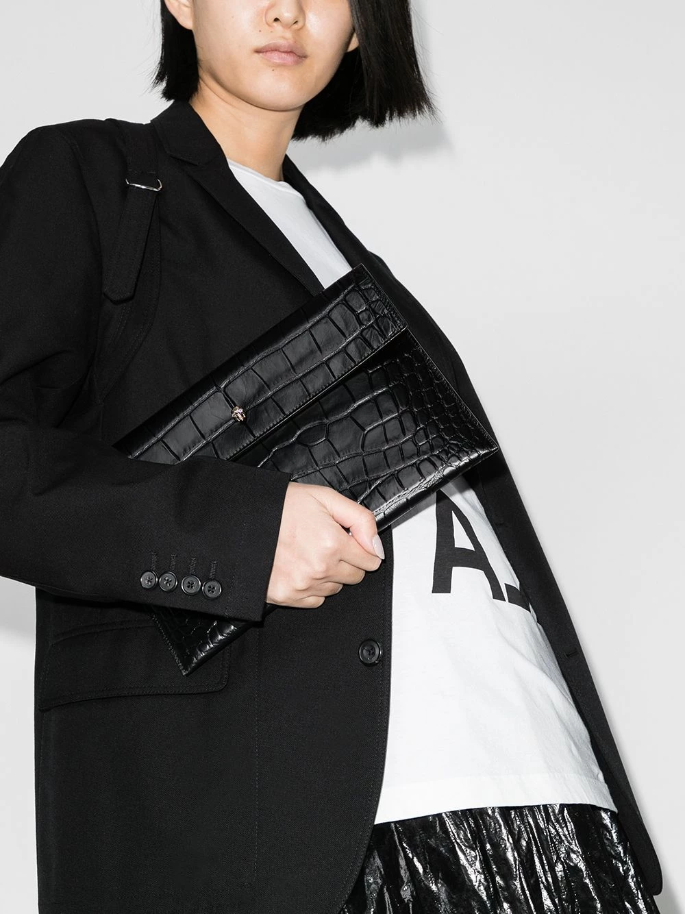 Hot Sale 🌟 Alexander McQueen Croc effect envelope clutch bag 🛒 2 Alexander McQueen croc effect envelope clutch bag