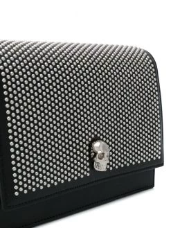 Alexander McQueen black skull studded leather mini bag