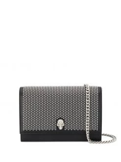 Alexander McQueen black skull studded leather mini bag
