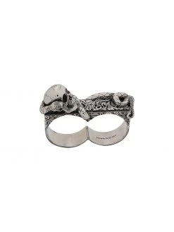 Alexander McQueen skull-motif two-finger ring
